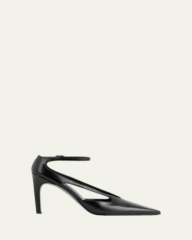 Cutout Leather Pointed-Toe Pumps